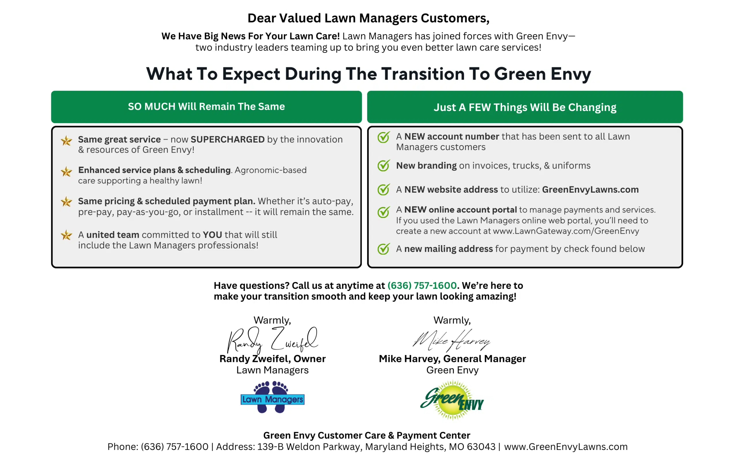 Lawn Managers announcement